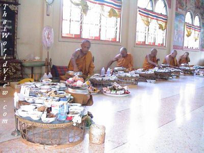 Monks eating meal