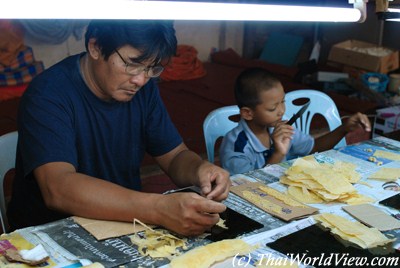 Craftsman working with wax