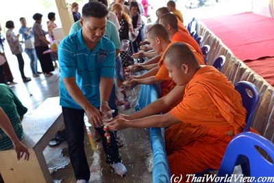 Paying respect to monks