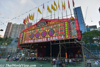 Temporary open-air bamboo theater