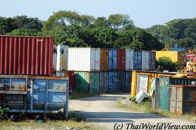 Containers along Sha Tau Kok Road