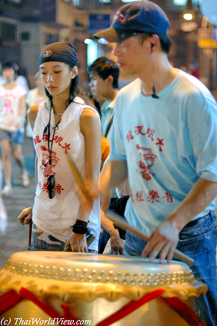 Drummers playing - CauseWay bay district
