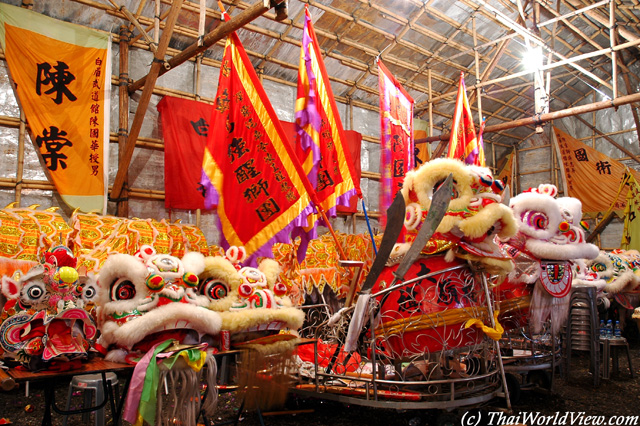 Lions masks - Sheung Shui Heung Ta Tsiu Festival